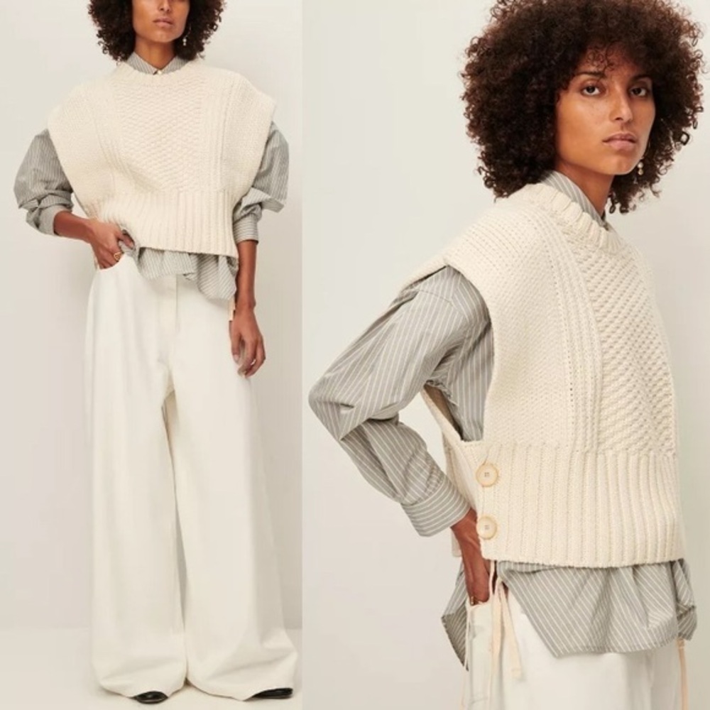 Sessun- Cable Knit Side-Button Sweater Vest - NWT Size L